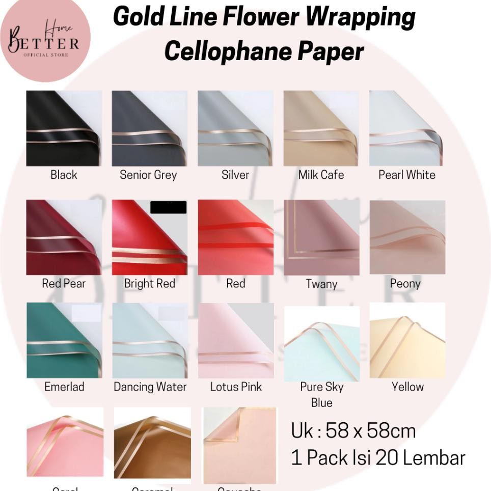

Better Home 20 Lembar Gold Flower Wrapping Cellophane R Kertas Buket Bunga Emyab
