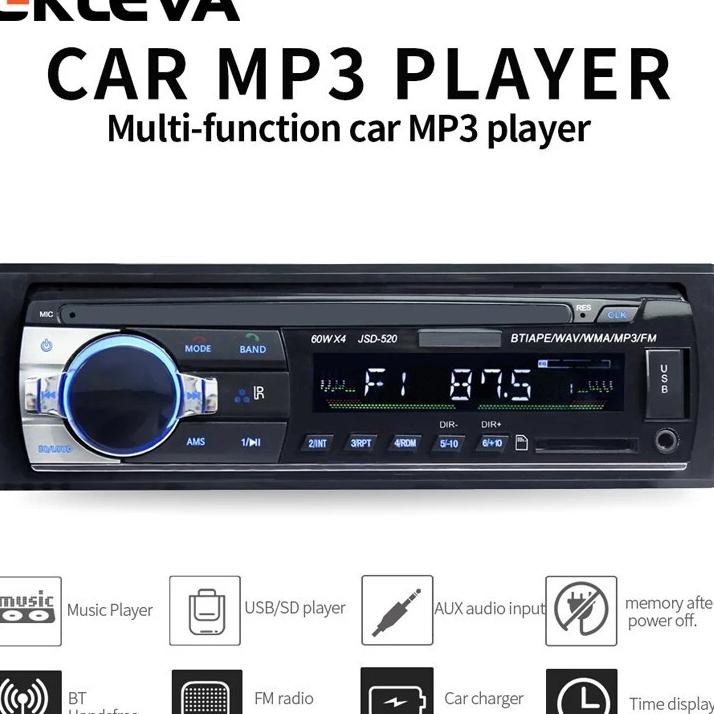 Ekleva Radio Stereo Mobil Pemutar Mp3 Output 60Wx4 Bluetooth Fm Mp3 Penerima Radio Stereo Aux Dengan