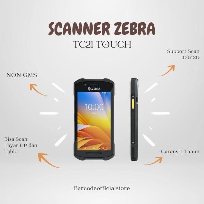 MOBIL BARCODE SCANNER PDA ZEBRA TC21 TOUCH ,ANDROID ORIGINAL DAN TERPERCAYA