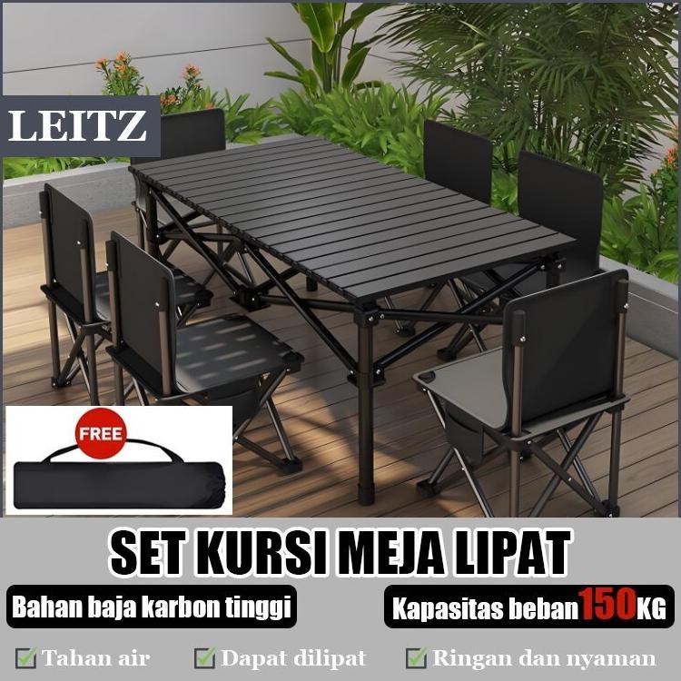 LEITZ - Meja Camping Lipat Outdoor Portable Multifungsi Foldable Table Meja Lipat Outdoor Baja Karbo