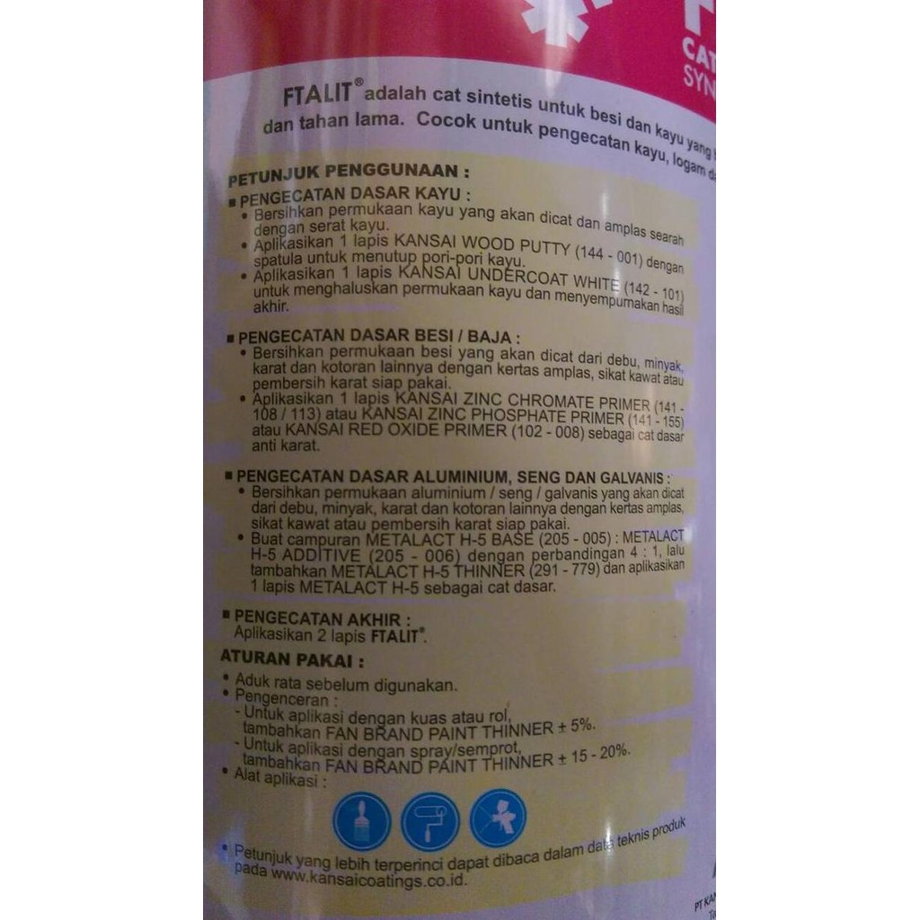 

Cat Minyak Ftalit Besi Kayu Coklat Brown Cat Kansai 1 Kg