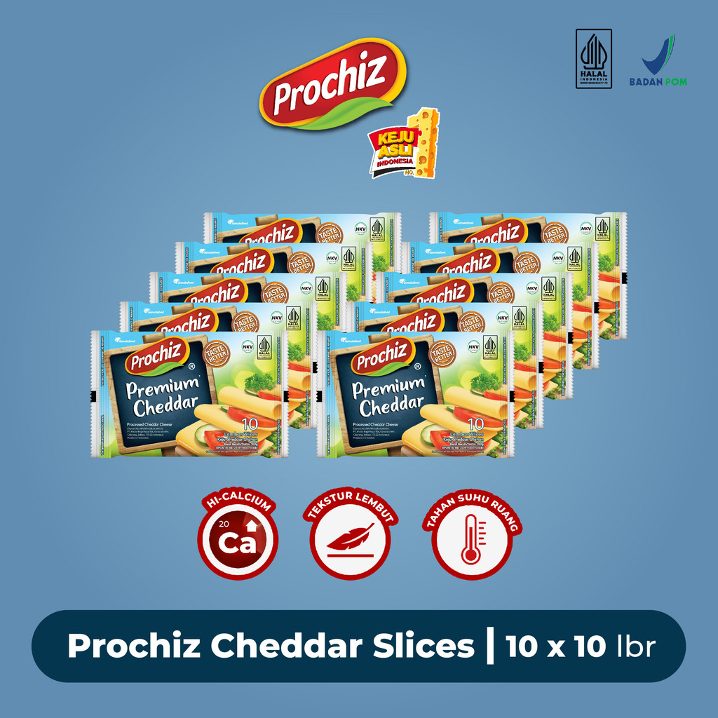 

Keju PROCHIZ Cheddar Slice 10's x 10