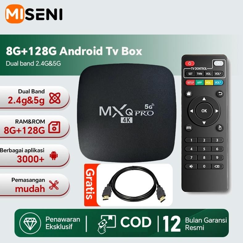 MISENI Ram 8+128GB 2.4G/5G Wifi Android TV BOX 100% Original Advanced  MXQ Pro Indihome Digital Onli