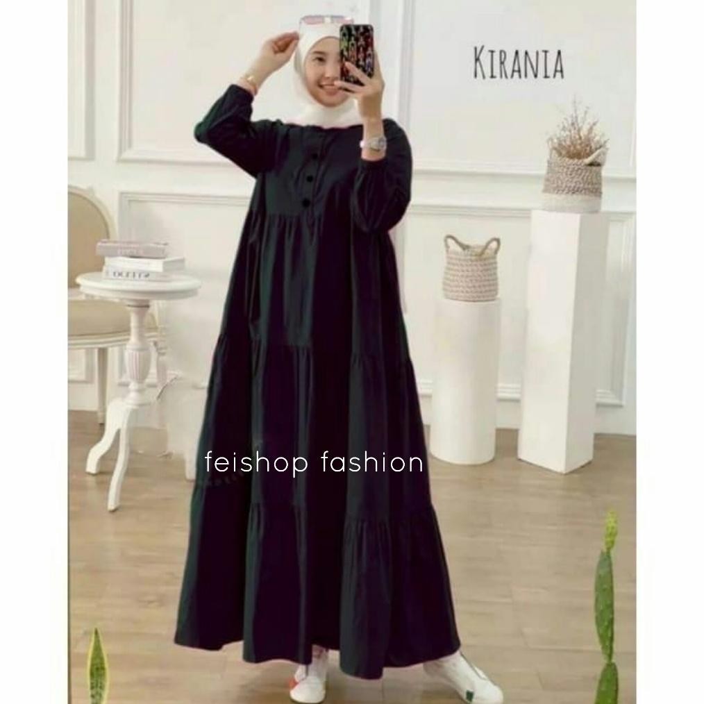 KM KIRANIA MIDI DRESS BAHAN KATUN RAYON FASHION WANITA KEKINIAN Viral Kekinian Terbaru 2025 ME-38