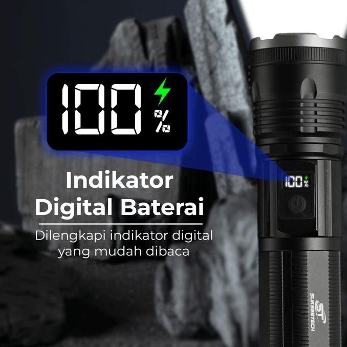 Suksestech Senter Jarak Jauh Dan Jarak Dekat Memiliki 4 Mode Cahaya Terang Multifungsi Berbahan Alum