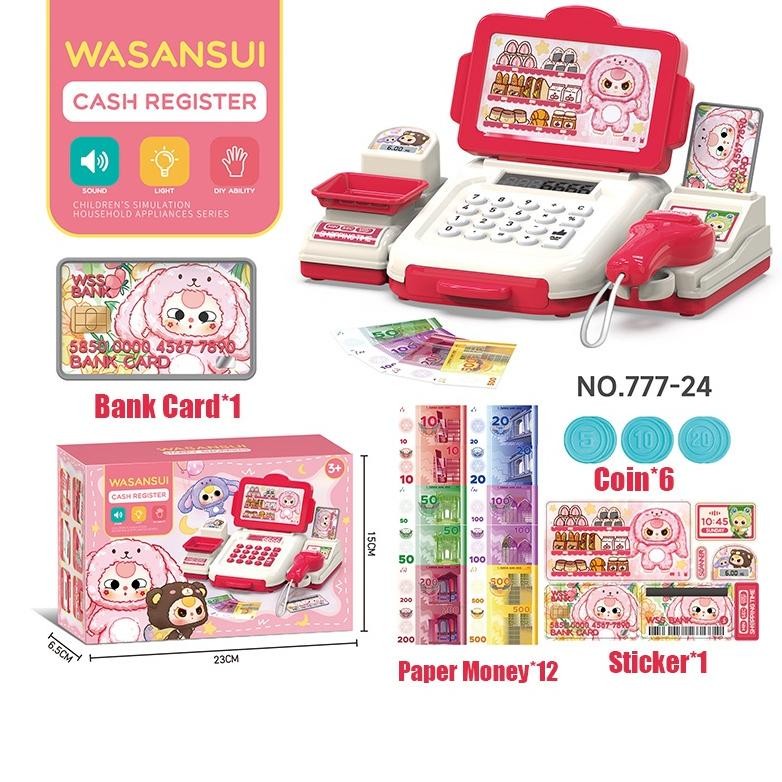 JIQILE Mesin Kasir Mainan Simulasi supermarket Mesin Kasir Belanja Mainan Cashier Machine Toys Maina