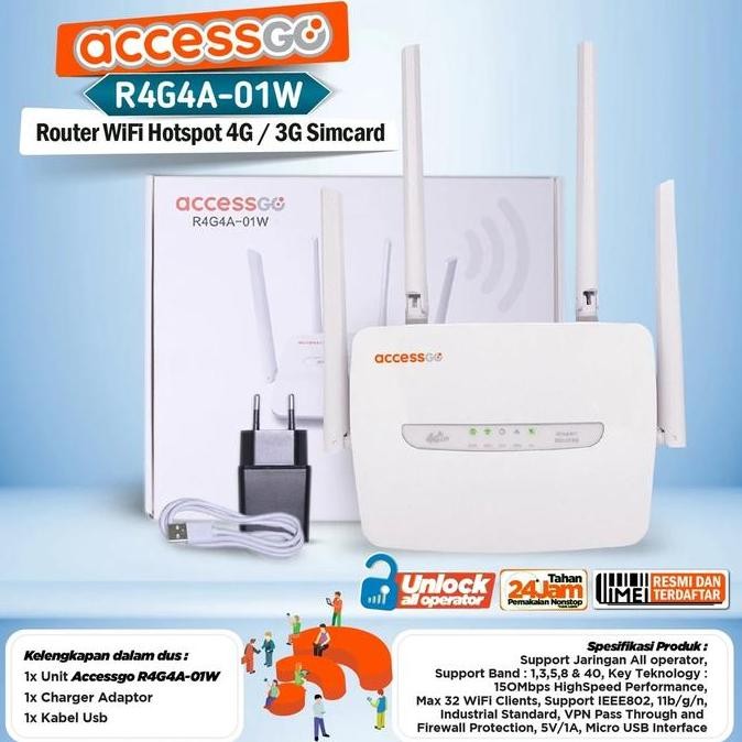 Modem Router Wifi Accessgo R4G4A-01W 4G Lte Unlock All Operator