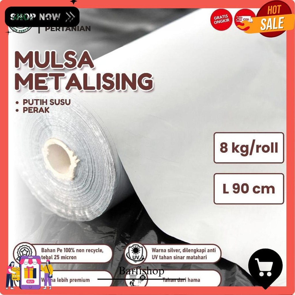 Plastik Mulsa Perak 1 Roll 8 Kg Mulsa Grenjeng Lebar 90 Cm Terlaris