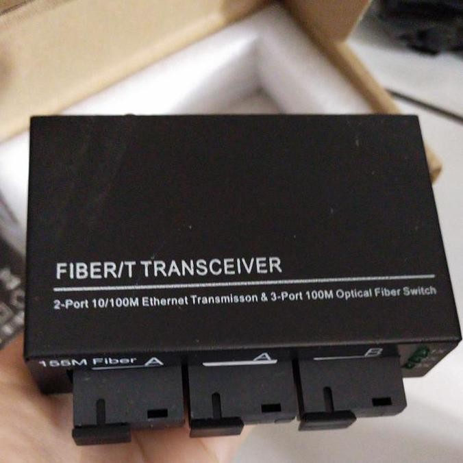 NEW Ethernet Fiber Switch Media Converter 3 Fiber (1A+2B) 2 ETH 10/100mbps