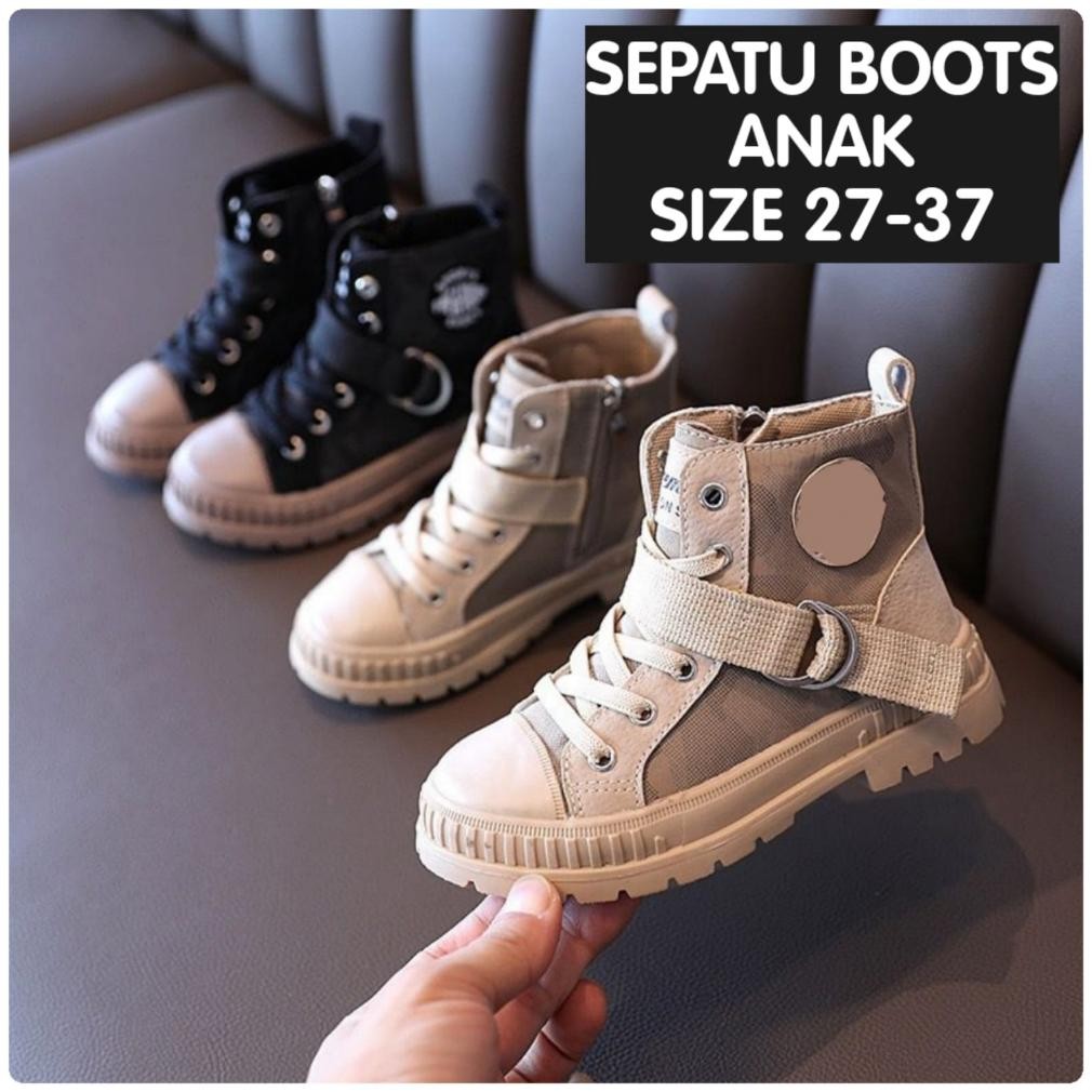 (LOLI-JKT) SP- 551 SEPATU BOOTS ANAK MODEL TALI RESLETING SIZE 27-37