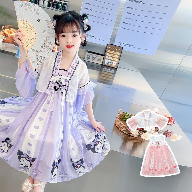 Gaun Hanfu Anak Perempuan Setelan Tang Kuromi Anak Set Hanfu
