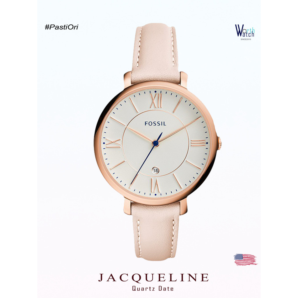Jam Tangan Wanita Minimalis Elegan Jacqueline Date Blush Leather Strap  36mm