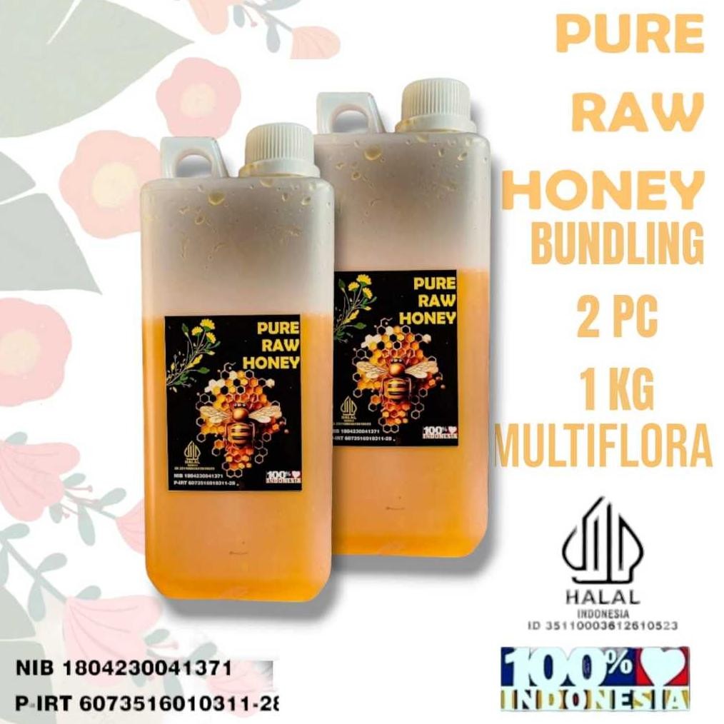 

(Terbaru) Paket Bundling 2 pcs Madu Murni Asli Madu Multiflora 1 Kg - Raw Honey (Terlaris)