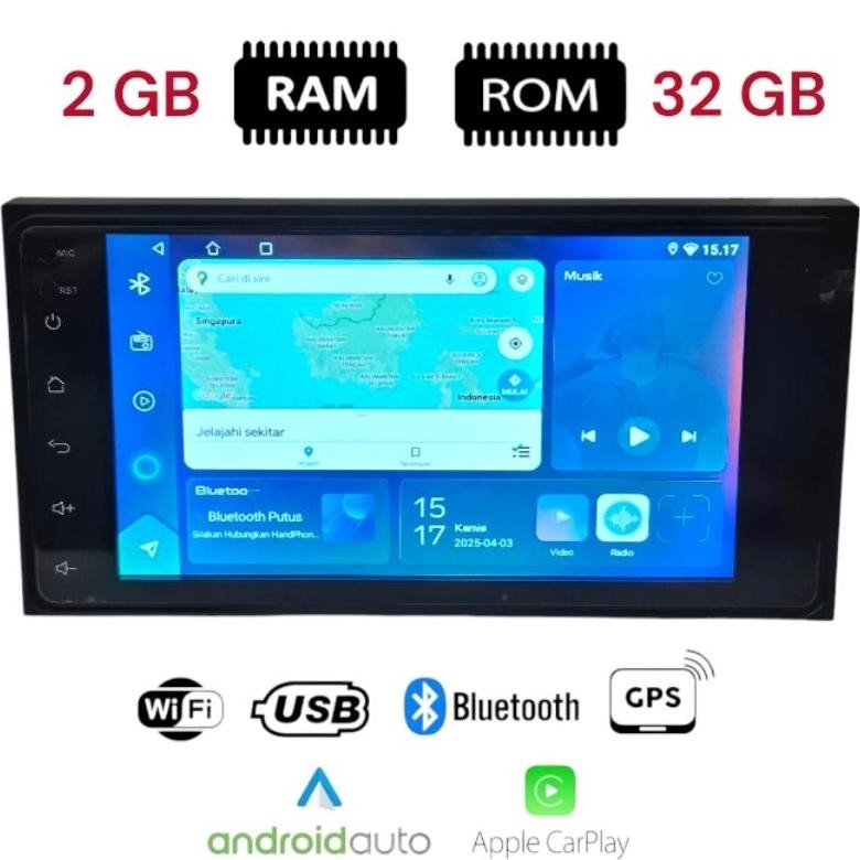Terlaris Head Unit Android 7 Inch Dhd Untuk Toyota Sigra, Calya, Avanza, Xenia Ram 2 + 32