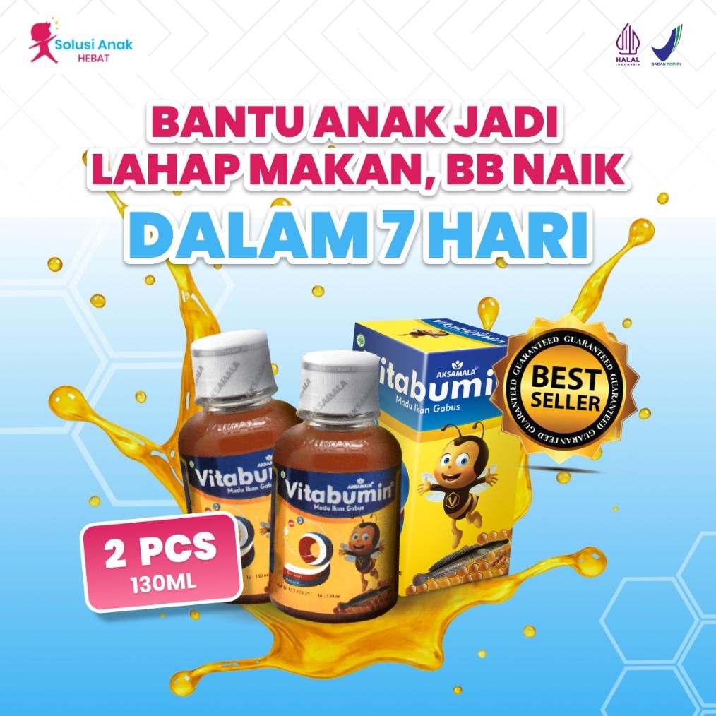 

(Terbaru) Vitabumin 130ml - 2pcs Madu Ikan Gabus Naik BB, Anti GTM, Daya Tahan Tubuh - Vitamin Suplemen Anak (Terlaris)