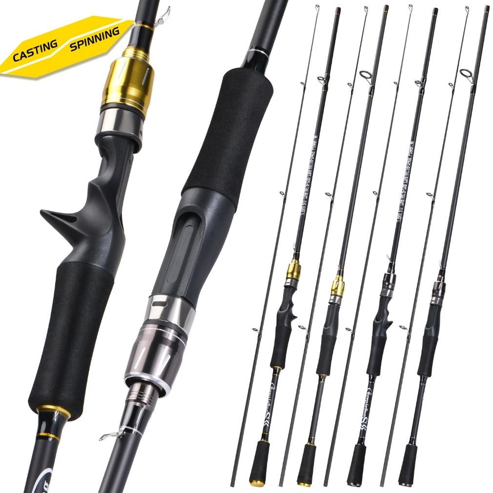 Sougayilang joran pancing 1.8/2.1m 2 bagian  Emas/perak joran casting joran spining joran fiber soli