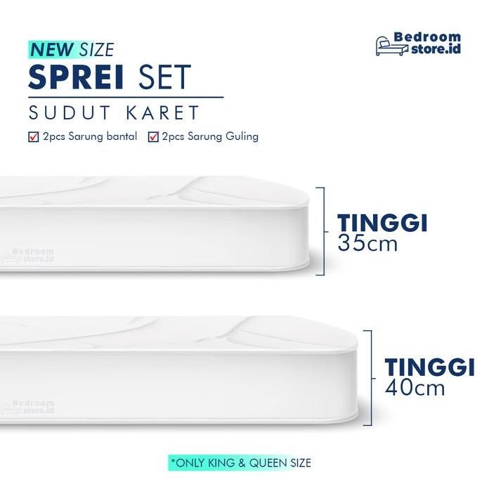 Tinggi 35cm - Sprei Aesthetic 160x200/180x200/200x200 || Anti Geser