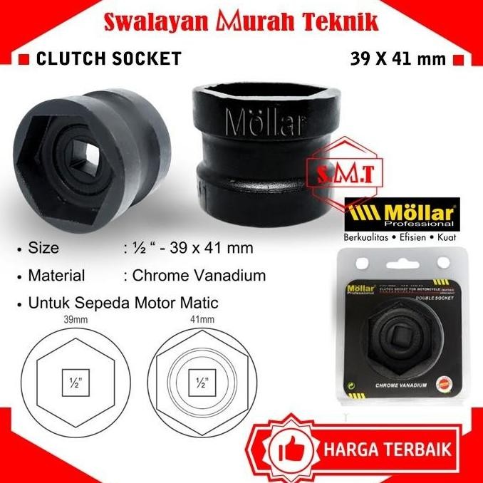 ```````] MOLLAR Clutch Socket 39x41 Kunci Double Sock Kopling Motor Matic Mata Shock 39 x 41