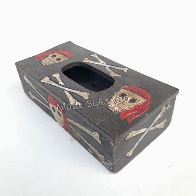 @#@#@#] Kotak wadah kayu Tempat kotak tisu tissue Tengkorak lukis tutul kerajinan handmade bali