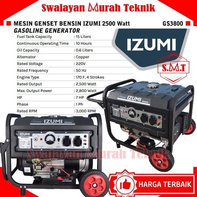 =====] IZUMI NLG GS3800 MESIN GENSET GENERATOR LISTRIK BENSIN 2500 WATT