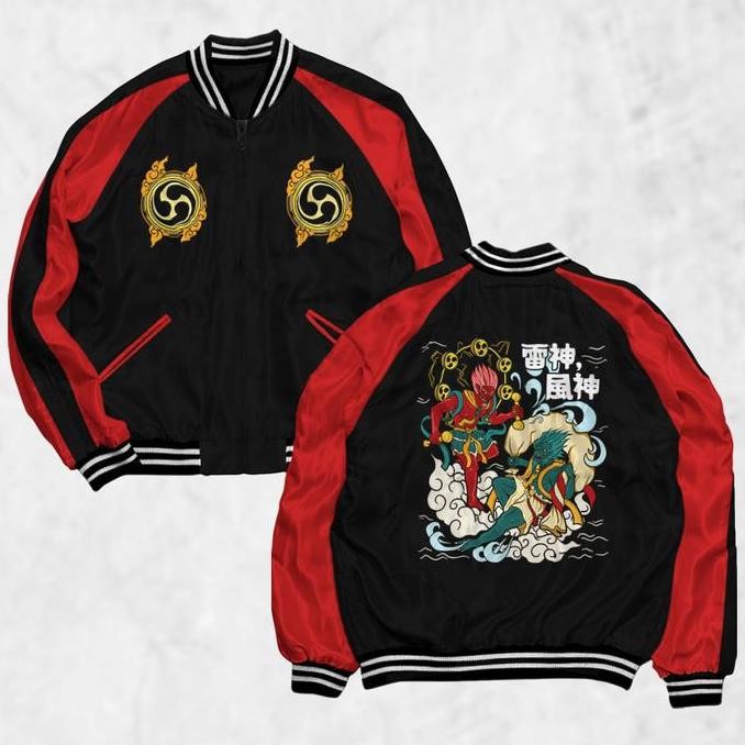 Garaf RAIJIN Jaket Sukajan Sablon Jaket Pria Wanita Distro Unisex