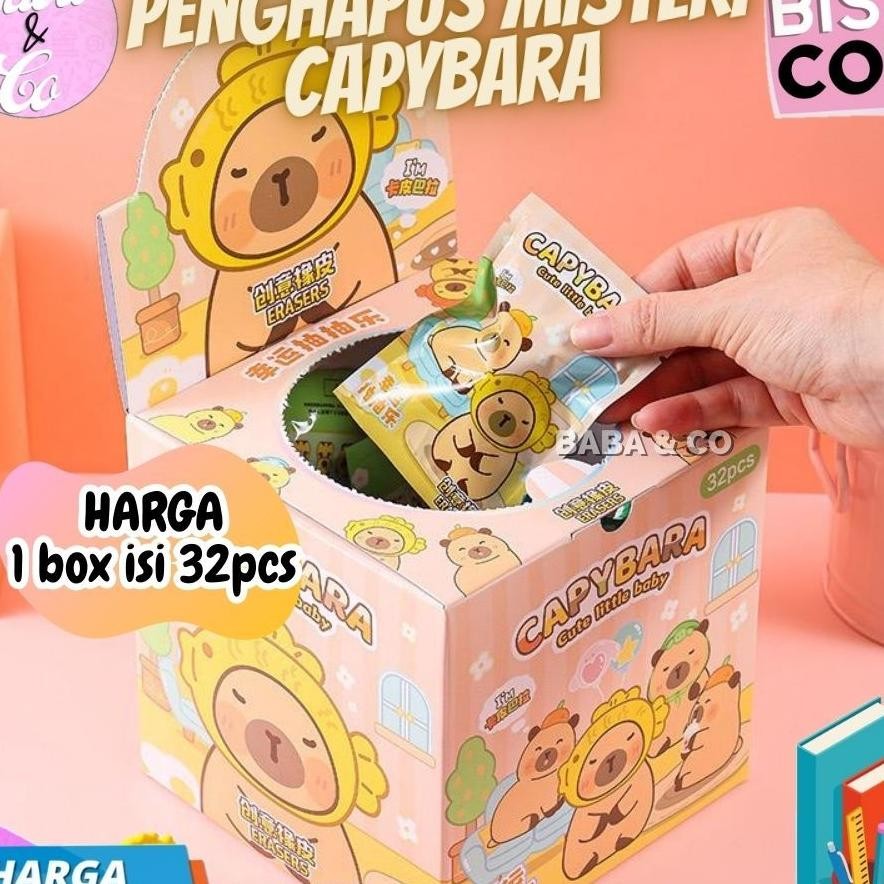 

1 Box 32Pcs Penghapus Misteri Capybara Lucu Unik Blind Box Mystery Pa Capybara Eraser