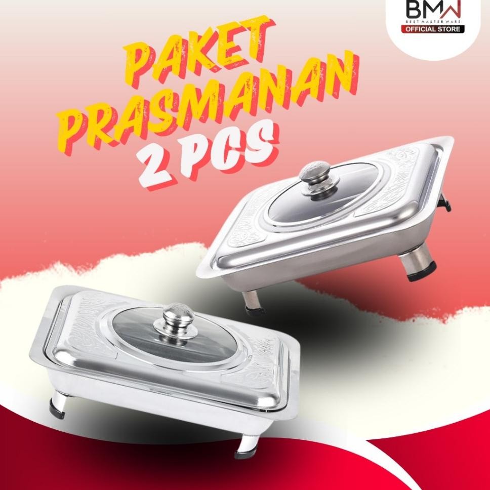 Bmw Kitchenware 2 Pcs Prasmanan Tempat Wadah Lauk Tutup Kombinasi Set Chafing Dish Fast Food Kombina