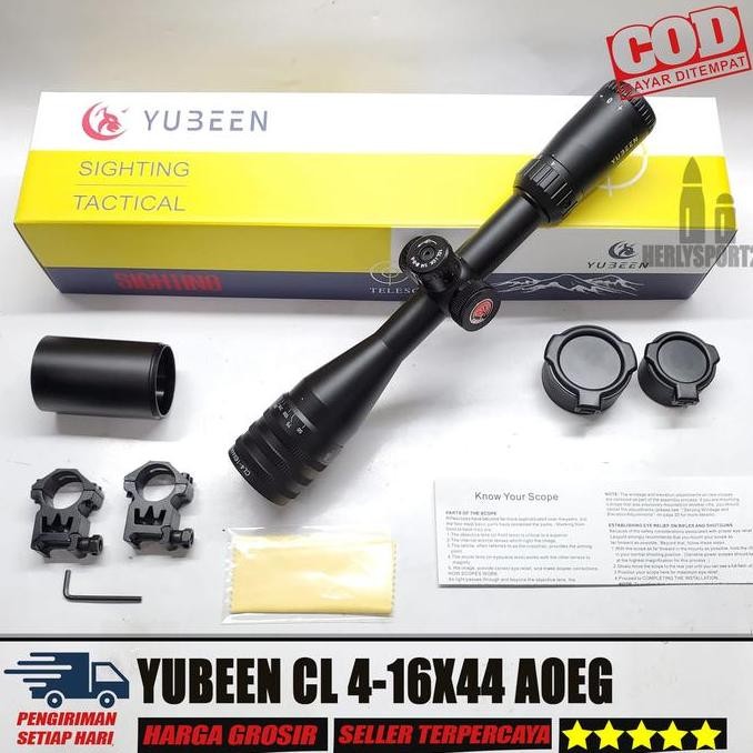 TELESCOPE YUBEEN CL 4-16X44 AOEG YUBEEN 4-16X44 AOE 3 WARNA LAMPU