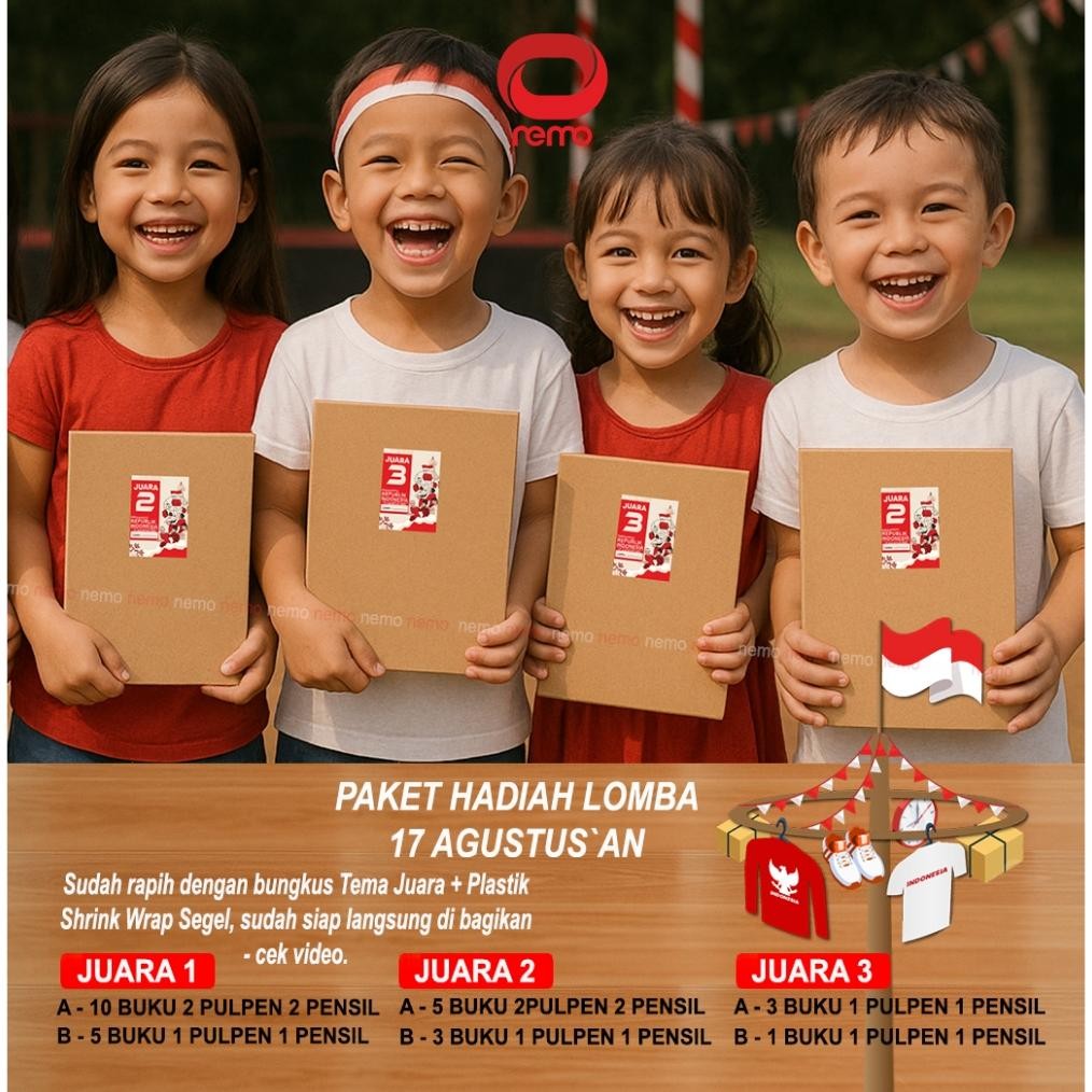 

Sale! Hadiah Lomba 17 Agustus - Hadiah Hut Ri Paket Buku Atk Murah - Coklat