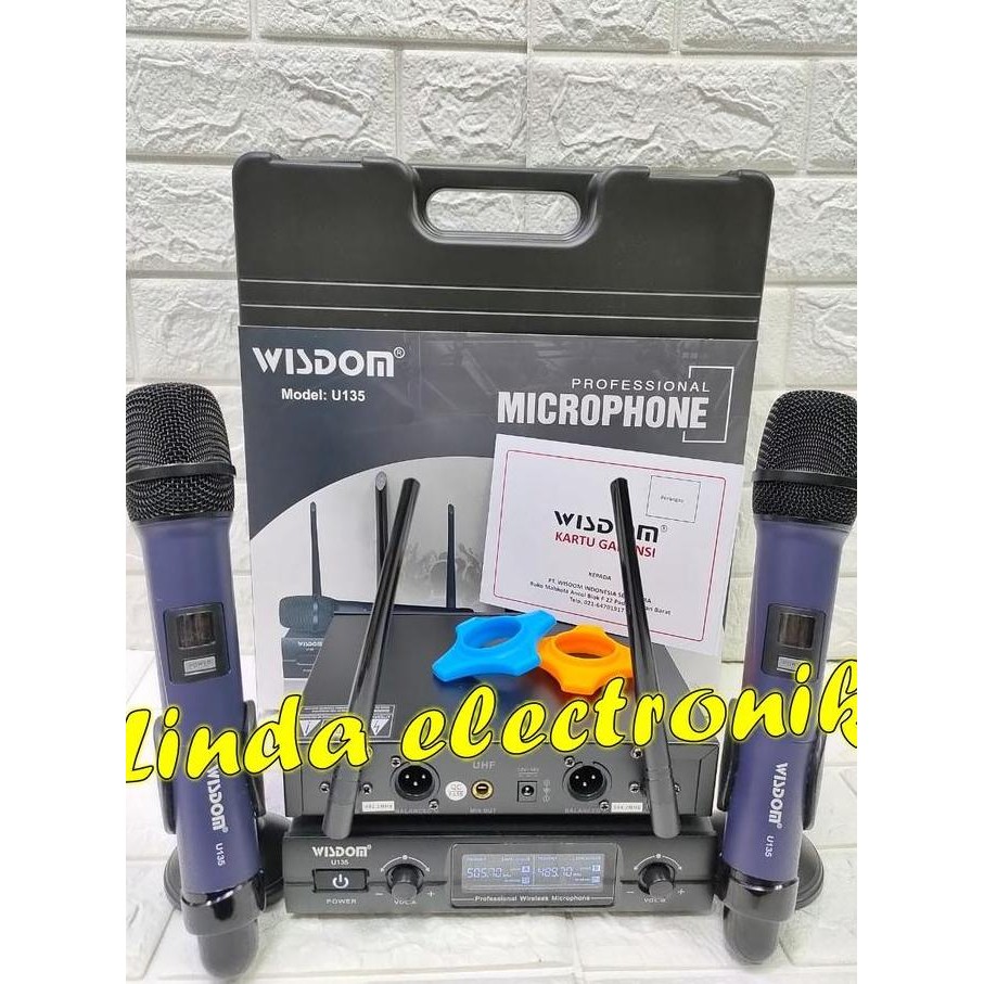 Mic Wireless Wisdom U135 2 Mic Pegang Mic Wisdom U 135 Original