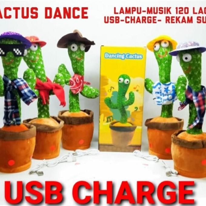Mainan Viral Anak Kaktus Joget Usb Charge - Kaktus Goyang Mainan Usb