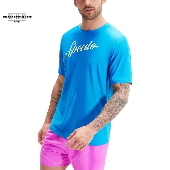 Original Baju Renang Pria Speedo Printed Short Sleeve Swimtee Mens