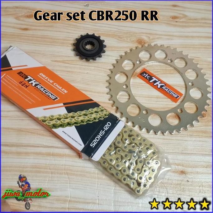 Gear Set Cbr 250 Rr Tk Racing Original Rantai Gold 520Hs Panjang 120L