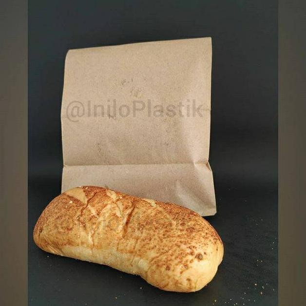 

Gjk-25 H-4 @25 Pcs Paper Bag Flat Kantong Kertas Coklat Makanan Roti Cake Food Besar Viral