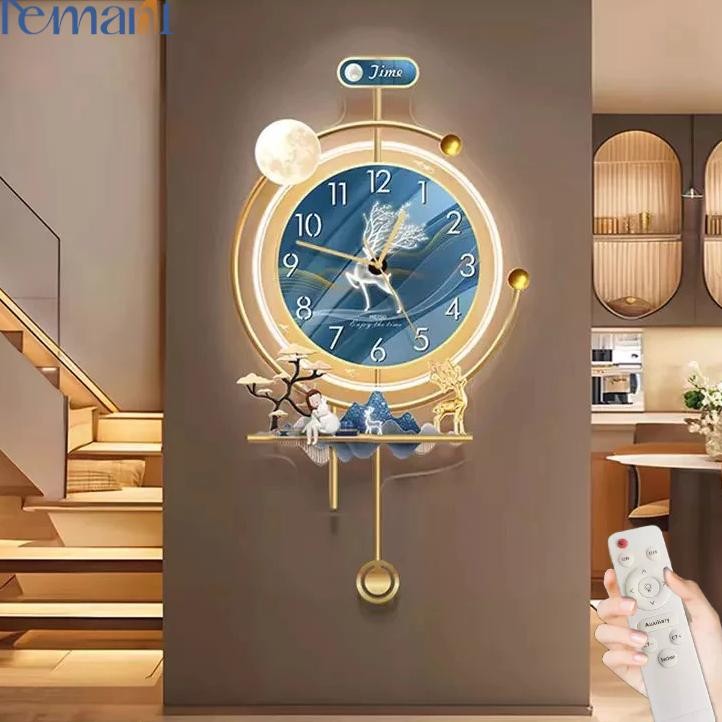 Jam Dinding Tempel Aesthetic Jam Dinding Besar Mewah 60 Cm Jumbo Ruang Tamu 10W Led Lampu Dinding Re