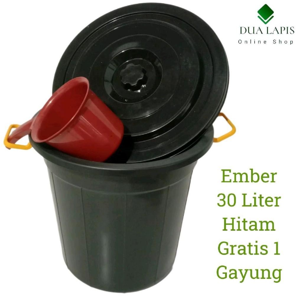 Sale Ember Plastik Warna Hitam 30 Liter Gagang Kuning Gratis Gayung