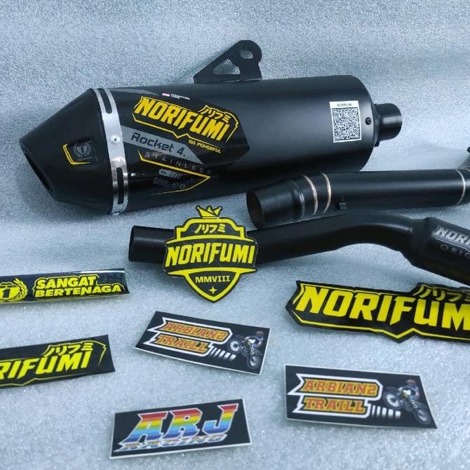 KNALPOT NORIFUMI ROKET 4 FULL BLACK COATING, PNP CRF 150, KLX G, BF, D-TRACKER, WR 155 Gas Bulat Ori