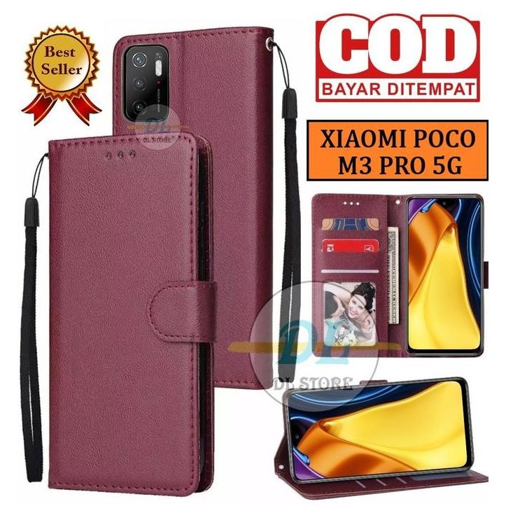 DF59 }} FLIP CASE POCO M3 PRO 5G FLIP LEATHER CASE PREMIUM-FLIP WALLET CASE KULIT-SARUNG BUKU HP TPU