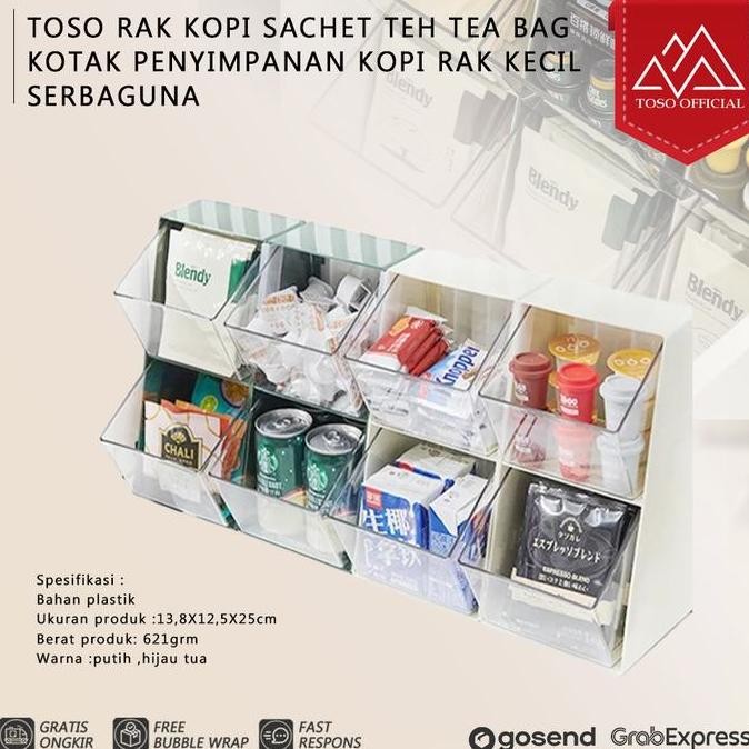 Rak Kopi Sachet Teh Tea Bag Kotak Penyimpanan Kopi Gula Creamer Coffee Allshop
