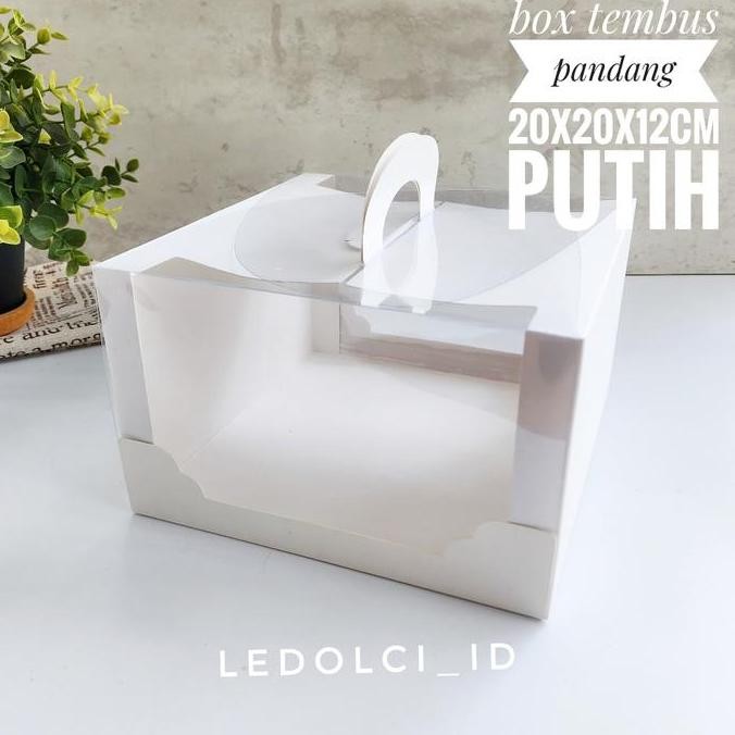 PROMO DISKON - ( PCS) PUTIH 4202 BOX CAKE DUS KUE MIKA TEMBUS PANDANG S 20x20x2