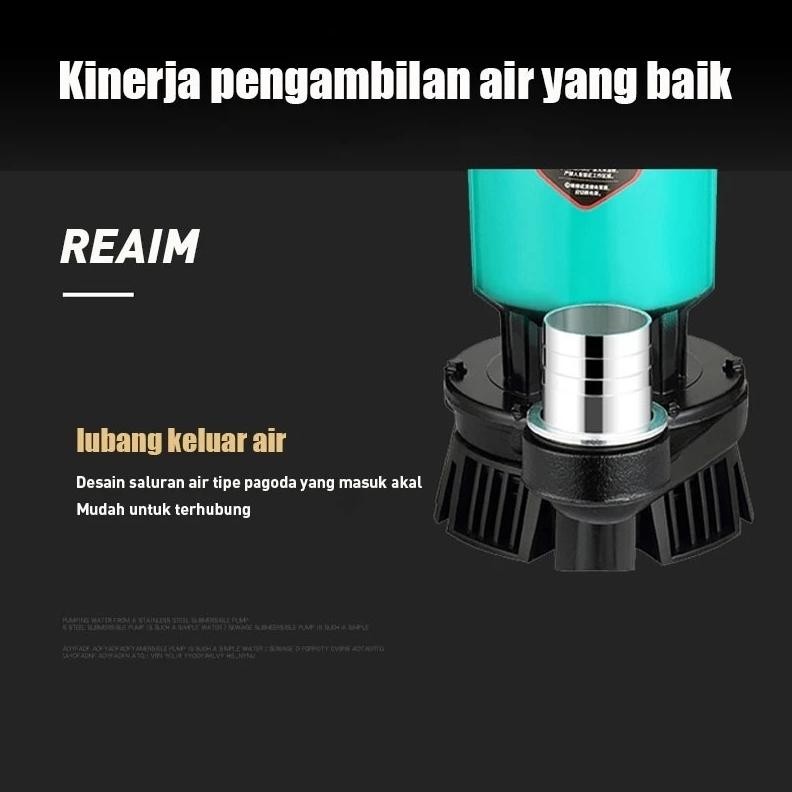 Reaim Pompa Celup 450W Air Kotor Bersih 1 inch/2inch Submersible Pump Pompa Kolam Ikan/Banjir 5000L/