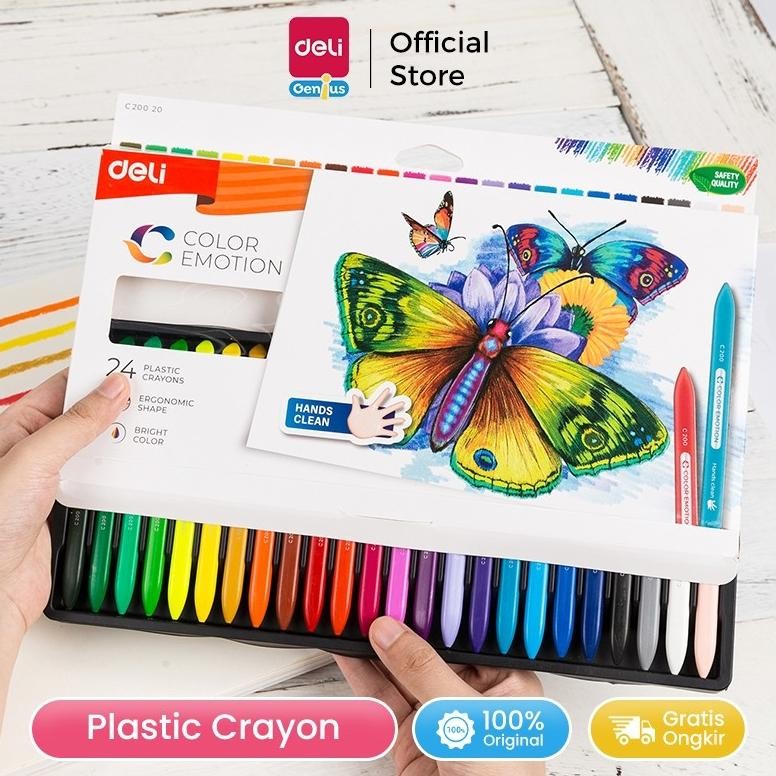 

Qig-1722 Deli Plastic Crayon / Krayon Plastik 12/18/24 Warna Triangular Tahan Lama Non-Toxic Ec200X0 Qig-1722