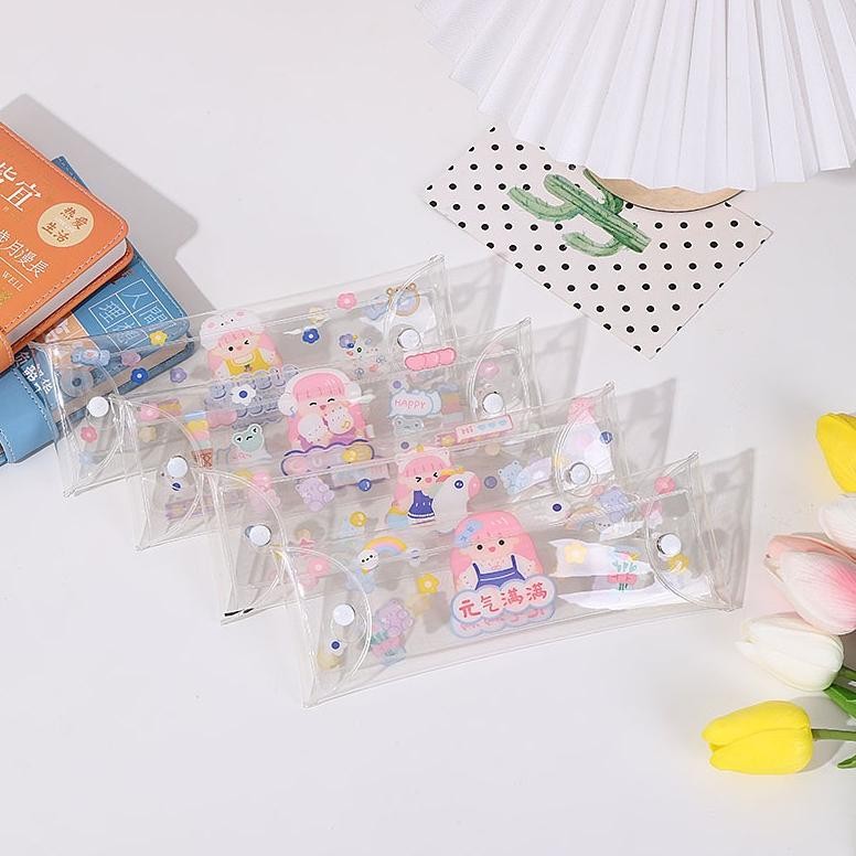 

Rhh-1823 Tas Penyimpanan Pouch Kosmetik Transparan Tas Make Up Transparan Pvc Bahan Mika Tempat Pensil Tempat Alat Tulis Pena Kartun Lucu S1334