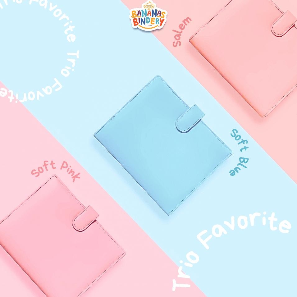 

Bananas Bindery Trio Favte Binder Set Polos B5 26Ring Bonus Kertas Pen Stiker Stationery Soft Blue