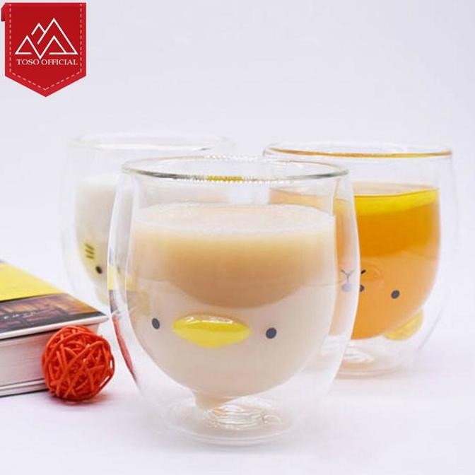 Gelas Double Wall Penguin 250Ml Gelas Unik Karakter Pinguin Cup Glass Allshop