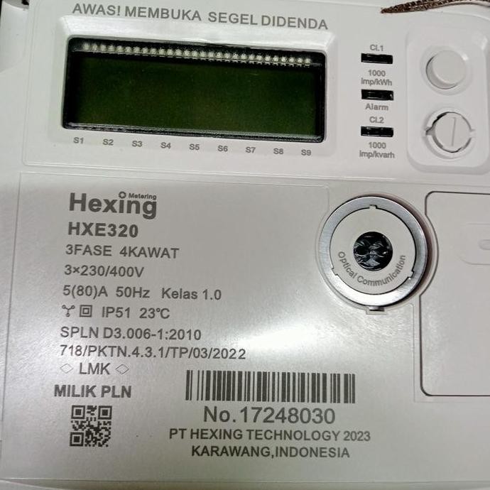 Bst Ready Kwh Meter Hexing  Hxe320 5(80)A 3 Phase  + Tera Metrologi  Resmi Best Seller
