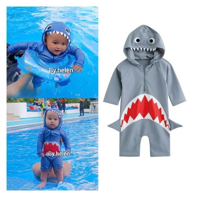 Baju Renang Anak Shark/Swimsuit Jumper Renang Baby Import