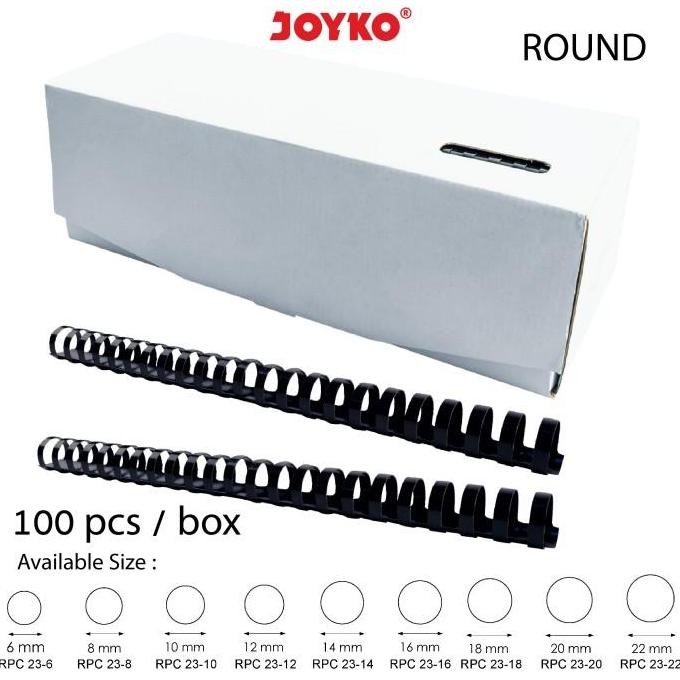 

Premium Joyko Binding Ring Plastic Comb Spiral Jilid Round F4 1 Box 100 Pcs