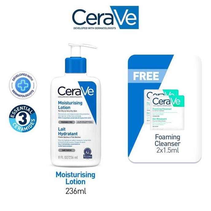 TERLARIS - CeraVe Daily Moisturizing Lotion 236ml FREE Foaming Cleanser 3ml