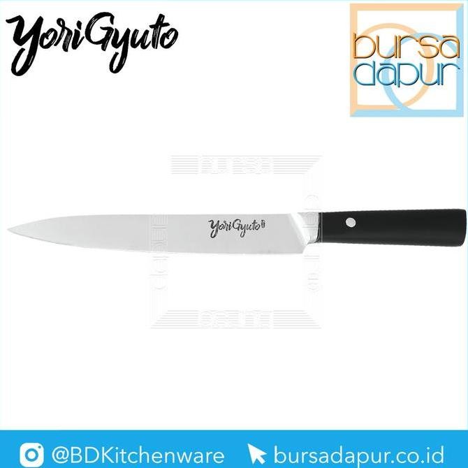 TERBARU - Yori Gyuto Sujihiki (Slicing) Knife 20 cm / Pisau Stainless Steel Gagang Hitam